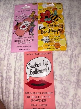 Onyx Bathhouse Pink & Yellow Bubble Bath Powder Trio